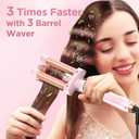 5 in 1 Wand Curling Iron-Curling Wand Set with Hair Straightener, 3 Barrels Hair Crimper Iron, 3 Ceramic Curling Irons (0.35 "-1.25"), 2 Temps Fast Heat Hair Curler Waver with Glove & Clip-Light Pink