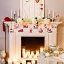 2 x Leinuosen 50 Pcs Christmas Wood Ornaments Vintage Christmas Wooden Hanging Ornaments Xmas Tree Hanging Decoration Set for Xmas Holiday Party Decorations(Love Heart) (Pink)