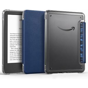 CoBak Detachable Magnetic Case for 6" Kindle 11th Gen (2024 and 2022 Release) - Ultra Slim Transparent Clear TPU Back Shell Protective Cover with Auto Wake/Sleep for Kindle 11th Generation (Blue)