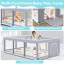 Fshibila 74" 50" Large Baby Playpen, Baby Playard for Babies and Toddlers, Play Pens for Indoor & Outdoor, Sturdy Safety Play Yard with Soft Breathable Mesh, Anti-Fall, Grey (with MAT)