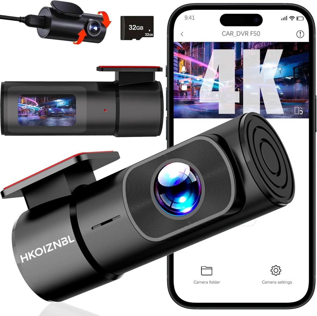 Dash Cam Front and Rear, 4K/2.5K Full UHD Dash Camera for Cars, 1.47 IPS Screen Mini Dashcam, Included 32GB Card, 170Wide Angle, Built-in Wi-Fi, WDR, Night Vision, 24H Parking Mode