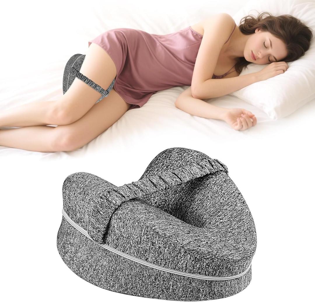 Knee Pillow for Side Sleepers, Leg Pillow for Soothing Pain Relief for Sciatica, Ergonomic Pillow for Soothing, Memory Foam Leg Pillow with SleepingGrey