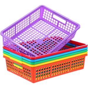 6 Pcs A4 Paper Plastic Tray Organizer, Colorful Storage Bin Basket Organizers for School Supplies, Classroom Organization & Storage Paper Tray Holds 4A Paper, Paper Trays for Toy, Crayons, Handicrafts