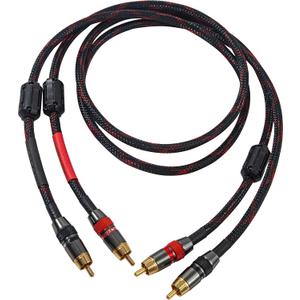 RCA Cable, 2RCA Male to 2RCA Male Stereo Audio Cables Hi-Fi Sound Braided RCA Stereo Cable for Home Theater, HDTV, Amplifiers, Hi-Fi Systems, Car Audio, Speakers (2M(6.6FT))