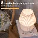 ULAROOM USB Plug-in Mushroom Lamp Small Bedside Table Lamp with 3 Temperature LED Bulb,Free Dimming Nights Light for Bedroom/Living Room/Entryway/Corner Decor (Stripe White)