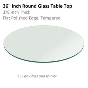 Glass Table Top: 36 inch Round 3/8 inch Thick Flat Polish Tempered