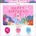 Axolotl Birthday Decorations, Pink Axolotl Happy Birthday Decorations Backdrop Banner Cake Cupcake Toppers Balloons for Girl Axolotl Party Supplies