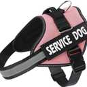 Service Dog Vest Harness, No Pull Reflective Adjustable with Handle, Soft Breathable Padding for Small Dogs, 2 Removable Velcro Patches (Pink, XS)