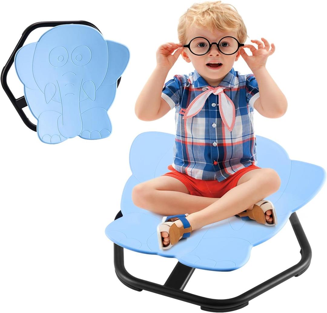 Sensory Spinning Chair for Kids, Sensory Swivel Chair for Autism ADHD Training, Sit and Spin Toys Training Body Coordination, Swivel Seat for Indoor Outdoor Play Non-Slip Base, Ages 3+, Blue
