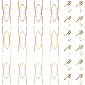 Bilillo 12 Pieces Invisible Wall Plate Hangers 4/6/8 Inches Wall Plate Hangers Stainless Steel Decorative with 12 Pieces Hook with Nails Suitable for 4-10 inch Decorative Antique and Arts(Gold)