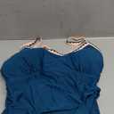 Eomenie Women's One Piece Swimsuit Tummy Control Slimming Bathing Suit Ruched Swimwear Tie Back Shell Stitch Swim Suit, Dark Blue, Large 