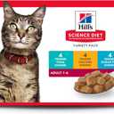 Hill's Science Diet Adult 1-6 Wet Cat Food Variety Pack, Chicken, Tuna, & Ocean Fish, 5.5 oz. Cans, 12-Pack (EXP 02/29/28)