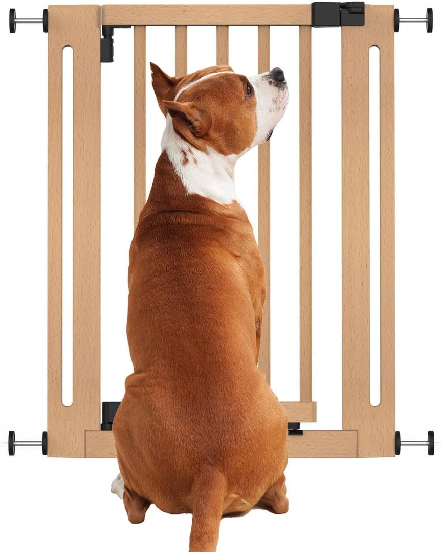 Wooden Elegance Dog Gate, Natural, 63cm - 71cm, Pressure Fit Safety Gate, Safety Gate for Puppy, Dog and Pet, Stylish Design and Easy Installation
