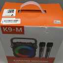 Karaoke Machine, Portable Bluetooth Speaker with 2 Wireless Microphones for Adults & Kids with Lights, Karaoke Microphone with PA System Supports USB/TF/REC/FM/AUX for Home Party Home System Packages (Black)