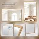 36"x24" Solid Wood Bathroom Mirror, Rustic Wood Frame Wall Mirror for House Decor, Rectangle Farmhouse Bathroom Vanity Mirror Bedroom Living Room Entryway, Explosion-Proof Horizontal/Vertical