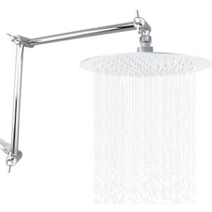 19 Inch Shower Head Extension Arm, Upgrade Flexible Height & Angle Adjustable Shower Arm Extender with Lock Joint, G1/2 Universal Connection for Rain & Handheld Shower Head (Chrome, 19)