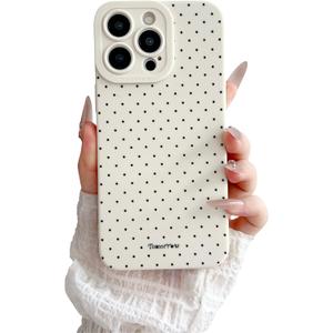 for iPhone 14 Pro Max Case, Cute Polka Dot Design for Girls Women Soft TPU Camera Lens Protective Cover Compatible with iPhone 14 Pro Max, White