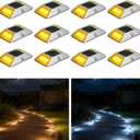 VATION LIGHTING Driveway Solar Dock Lights, 2 Colors Driveway Lights Solar Powered, IP67 Waterproof, Aluminum LED Outdoor Marker Deck Lights for Driveway, Pathway, White/Yellow, 12 Pack, FCC