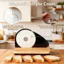 Upgraded Manual Bread Slicer for Homemade Bread with 20 Bags and Acrylic Cover, Adjustable Thickness Bread Cutter, Sourdough Slicer Serrated Blade with Scale Line and Suction Cup for Baguettes