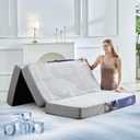 Foldable Mattress Queen Size, 6 Inch Cooling Folding Mattress/Topper, Breathable Absorbs Heat Fabric, Washable Trifold Memory Foam Mattress, Portable Floor Bed for Guest, Yoga, Camping