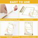 EHWINE 4 Pack Acrylic Sign Holder 8.5 x 11, Double Sided Gold Picture Frame Stand up Table Top Sign Holders, Clear Display Stand Menu Flyer Holder for Wedding Party (Provide Non-slip Mats)