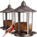 Birdream 2 Pack Bird Feeders for Outdoor Hanging, Classic Castle Design Fun Assembly Bird Feeder, Attracting Wild Birds Cardinals Goldfinches Chickadees Finches Sparrows - Brown
