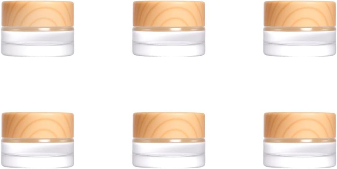 Miayon 6Pcs 0.18 oz Small Travel Lotion Containers with lids Glass Sample Empty Round Cosmetic Jar Bottles for Creams Makeup Lotion Toiletries Storage (White, 5 gram)