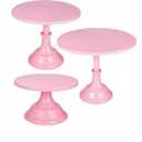 3 Pcs Metal Cake Stand Set 8/10/12 inch Dessert Table Display Perfect for Baby Shower Wedding Birthday(Pink)