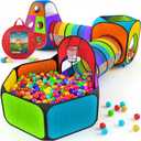 Playz 5pc Kids' Play Tents & Tunnels - Ball Pit for Toddlers, Basketball Hoop, Crawling Tubes, Pop-Up Playhouses, Baby Obstacle Course for Indoor or Outdoor Use
