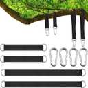 4 PCS Short Straps Tree Swing Straps Hanging Kit, with Carabiners, Heavy Duty Suspension Kits for Gym Fitness Cable Machine Extension, Hanging Pulleys, Rings,Hammock Tree Straps