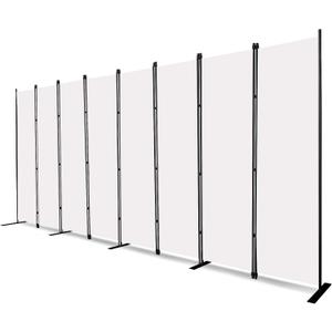 MAYOLIAH 8-Panel White Room Divider 6ft Tall Folding Privacy Screen Portable Office Partition Indoor Wall Separator 160" W X 72" H