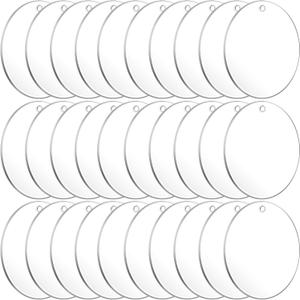 Acrylic Keychain Blanks, Audab 30PCS Bulk Acrylic Circles Clear Disc Ornaments Blanks with Hole for Vinyl, DIY Keychain and Craft Project (3 Inch, 30 Pcs)