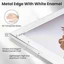 Fun Memories 5x7 Picture Frame - 3pcs White Enamel Glass Photo Frame with Silver Metal Edge & Easel for Display Picture Frame on Countertops, Tabletops, Bookshelves, Desks, Walls (White/Silver)