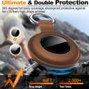 4 Pack Compatible with Apple Airtag Holder with Keychain,IPX8 Waterproof GPS Cover for Air-Tags Shockproof [Anti-Scratch] Item Finders Case for Pets,Kids,Luggage-Yellow+Brown+Orange+Rosered