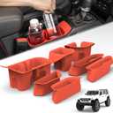 Jeep Wrangler JL Custom Silicone Liners - Full Coverage of Door Handles and Cup Holders for 2018-2026 Wrangler JL 4 Doors(Not for JL Unlimited Rubicon), Interior Accessories (Red,7-Piece Set)
