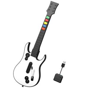 NBCP Wireless Guitar Controller for Xbox Series X|S/Xbox One/PC – White Game Guitar for Rock Band 4 & Fortnite Festival with Strap, 2.4G USB Dongle