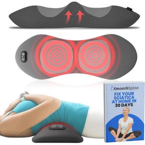 SmoothSpine Triple Fusion Back Massager - The Official Smooth Spine Back Massager with Heat - 3-in-1 Design to Support Lower Back Comfort, Gentle Vibration & Traction - Relaxation Device for Home Use