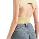 SUUKSESS Women Sexy Backless Tank Top Going Out Double Lined Y2k Basic Crop Tops (Small, 01 Yellow)