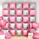 Pink Silver Square Foil Balloon Wall,25Pcs Double Sided Balloons Backdrop Helium Balloon Tunnel Arch Garland Kit for Christmas Birthday Bridal Anniversary Baby Shower Party Decorations