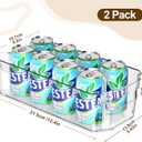 Clear Fridge Organizer, Refrigerator Organizer Bins with Handle, Freezer, Kitchen Cabinet, Pantry Organization, BPA Free Fridge Organizers (12.4 inch 2 Pack)