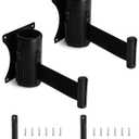 QWORK Wall Mounted Retractable Belt Barrier, 2 Pack Crowd Control Wall Barrier with 10' Belt for Retail Stores, Airports, Banks, School (Black)