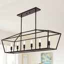 6-Light Kitchen Island Lighting, Farmhouse Dining Room Rectangle Chandelier, Hanging Pendant Light Fixture Over Table for Living Room, Oil Rubbed Bronze & E12 Bulb Base