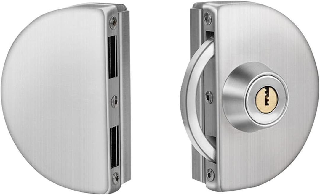 Glass Door Lock,Stainless Steel Glass Heavy Duty Frameless Door Lock with Keys, No Need to Drilling, Fit for 10mm to 12mm Thick Door