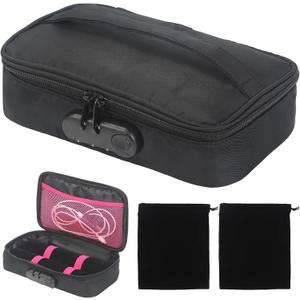 2 x Discreet Lockable Storage Organizer Case with 2 Drawstring Bags,Discreet Lockable Toy Bag Storage Organizer for Women and Men, Portable Travel Bag with Combination Lock (Regular Model)