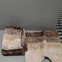 OLANLY Bathroom Rugs Sets 3 Piece, Soft Absorbent Microfiber Bath Mats and U-Shaped Contour Toilet Rug, Plush Shaggy Bath Mat Set for Bathroom (30"x20"+24"x16"+24"x20", Brown)