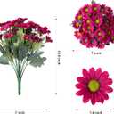 Daisy Artificial Flowers for Outdoors Decoration, 6 Bundles Fake Plants Flowers Bouquet Faux Flowers for Outdoor Planter Look Real UV Resistant Silk Flowers for Outside Garden Porch Patio, Dark Red