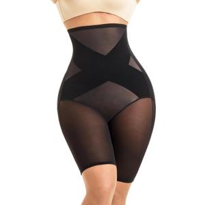 MOVWIN Tummy Control Shapewear for Women High Waisted Butt Lifting Panties Thigh Slimmer Body Shaper Shorts (XX-Large, Black)
