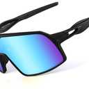 BangLong Polarized Sports Sunglasses for Men Women, UV Protection Sun Glasses for Baseball Running Cycling Fishing (Black Frame-blue Lens)