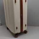 Kono Lightweight 28 Inch Expandable Luggage with Quiet Spinner Wheels TSA Lock, Scratch and Drop Resistant PC+ABS Hardside Durable Large Checked Suitcase, Cream White & Brown