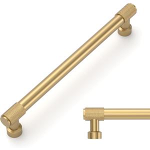 Amerdeco 10 Pack Champagne Bronze Knurled Cabinet Pulls 7 Inch(177.8mm) Hole Center Kitchen Cabinet Handles Drawer Pulls Cabinet Hardware ZH034